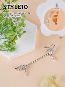 1 peça Y2k Multiuso Industrial Brinco Borboleta Industrial Piercing Jóias Aço Inoxidável Strass Decoração Asas Industrial Brincos Para Mulheres Homens Coração Arco Industrial Bar Piercing Nariz Anel Corrente Cartilagem Hélice Piercing Brincos Flor Industrial Barbell Body Piercing Jóias 38mm 1&1/2 Polegada Industrial Piercing Bar Para Natal Halloween Presente Festa Uso Diário Noite Fora Reuniões Sociais Uso Diário