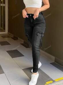 Y2k Flap Pocket Side Cargo Skinny Jeans