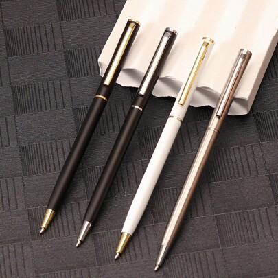 1 pieza Bolígrafo de metal de alta calidad, tinta negra, punta mediana de 1.0 mm y escritura suave, el pequeño bolígrafo de metal es adecuado para uniformes de policía, oficina y negocios, tanto para hombres como para mujeres.