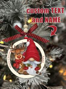 定制木制圣诞树装饰 - 多种款式可选，3.54 * 3.94 英寸，手工制作，传统，人造木材，圣诞树挂饰，节日派对，冬季仙境 - 送给家人和朋友的完美礼物 - 彩色 - 查看 2