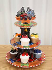 1pc Racing Truck Shaped Cake/Cupcake Stand, Racing Truck Theme Birthday Party Decor, Food Display Rack/Cupcake Stand - Multicolor - View 2