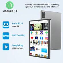 JJGJ Tablet Android,10 Inch Android 13 Tablet Pc , Support SIM Cards,8GB RAM 128GB ROM, 1TB Expand, 5G WiFi, 4G/LTE, Wireless, 6000mAh Battery, GMS Certified, 2 In 1 Tablet With Keyboard,And Mouse, Case, Stylus - màu đen - Xem 4