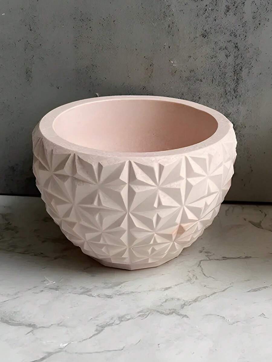 Silicone Mold For Scented Candle, Geometric & Round Succulent Planter, Gypsum Clay Mold, Resin Dripping Mold For DIY Craft - White - View 1