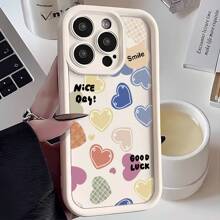 1pc Colorful Heart Pattern Creative Soft Phone Case, Frosted White/Pink Lens Frame, Shockproof Full Coverage, Compatible With OPPO/VIVO//Honor/Apple/REALME/Tecno A38/A58/A78/A12/A15/S/A16/A17/A32/A52/A53/A54/A57/A72/A74/A77/A93/A94/A96/RENO 5/6/7/Z/LITE/8/T/10/11/PRO/+/C3/C11/C21/Y/C25/C30/C31/C33/C35/C51/C53/C55/9/I/11/NOTE50/Y15S/Y20/Y22S/Y33/Y36/V23/E/V25 Phones