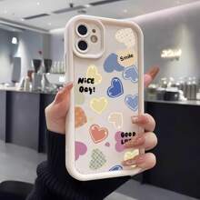 1pc Colorful Heart Pattern Creative Soft Phone Case, Frosted White/Pink Lens Frame, Shockproof Full Coverage, Compatible With OPPO/VIVO//Honor/Apple/REALME/Tecno A38/A58/A78/A12/A15/S/A16/A17/A32/A52/A53/A54/A57/A72/A74/A77/A93/A94/A96/RENO 5/6/7/Z/LITE/8/T/10/11/PRO/+/C3/C11/C21/Y/C25/C30/C31/C33/C35/C51/C53/C55/9/I/11/NOTE50/Y15S/Y20/Y22S/Y33/Y36/V23/E/V25 Phones