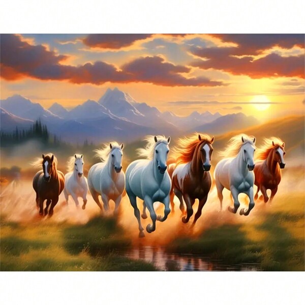 1pc Horse Diamond Art Painting Tools Adult DIY Diamond Art Tools For Beginners With Round Full Artificial Diamond Gems Gifts For Home Wall Decor