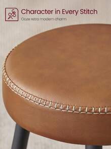 VASAGLE Collection - Bar Stools Set Of 2, Kitchen Counter Stools, Breakfast Stools, Synthetic Leather With Stitching, 76.2 Cm Tall, Home Bar Dining Room, Easy Assembly, Caramel Brown - Brown - View 6