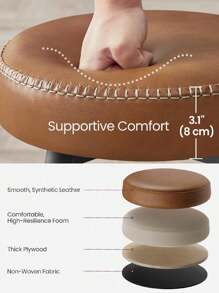 VASAGLE Collection - Bar Stools Set Of 2, Kitchen Counter Stools, Breakfast Stools, Synthetic Leather With Stitching, 76.2 Cm Tall, Home Bar Dining Room, Easy Assembly, Caramel Brown - Brown - View 5