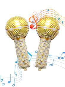 Juego de 5 micrófonos inflables dorados, props decorativos para eventos musicales, instrumentos novedosos de color aleatorio, recuerdos para fiesta de los 80s y 90s, accesorios para fotos de actuaciones, decoración para fiesta de cumpleaños de hip hop y discoteca, decoración para fiesta de concierto musical, decoración de escenario para cosplay, decoraciones de Halloween, suministros para fiestas de Halloween, decoraciones navideñas