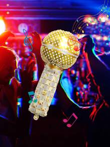 Juego de 5 micrófonos inflables dorados, props decorativos para eventos musicales, instrumentos novedosos de color aleatorio, recuerdos para fiesta de los 80s y 90s, accesorios para fotos de actuaciones, decoración para fiesta de cumpleaños de hip hop y discoteca, decoración para fiesta de concierto musical, decoración de escenario para cosplay, decoraciones de Halloween, suministros para fiestas de Halloween, decoraciones navideñas