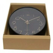 Reloj de pared, reloj de pared contratado, paredes colgando relojes, relojes de metal de moda y relojes, reloj de pared de sala de estar, reloj de pared de mudo de 12 pulgadas, reloj de pared - color negro/numero dorado - Ver 3