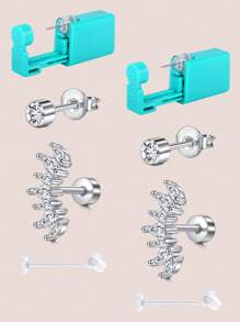 CIZME 一次性耳洞穿刺套装 耳洞穿刺枪套装 金色自穿耳洞穿刺套装 耳环穿刺枪 带耳钉穿刺套装 家用自穿耳洞穿刺枪 银耳洞穿刺套装 防过敏耳环穿刺套装 金色耳洞穿刺枪 小号耳钉 3mm 4mm