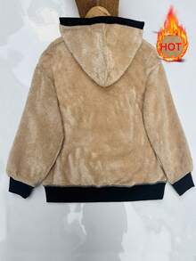 New Autumn/Winter European And American Style Women Thermal Lined Plain Color Hooded Sweatshirt,Long Sleeve Tops