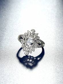 1 bộ Nhẫn trang trí hình giọt nước Cubic Zirconia thanh lịch, thích hợp để đeo trong ngày cưới - B - Xem 7