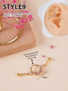 1 peça Y2k Multiuso Industrial Brinco Borboleta Industrial Piercing Jóias Aço Inoxidável Strass Decoração Asas Industrial Brincos Para Mulheres Homens Coração Arco Industrial Bar Piercing Nariz Anel Corrente Cartilagem Hélice Piercing Brincos Flor Industrial Barbell Body Piercing Jóias 38mm 1&1/2 Polegada Industrial Piercing Bar Para Natal Halloween Presente Festa Uso Diário Noite Fora Reuniões Sociais Uso Diário