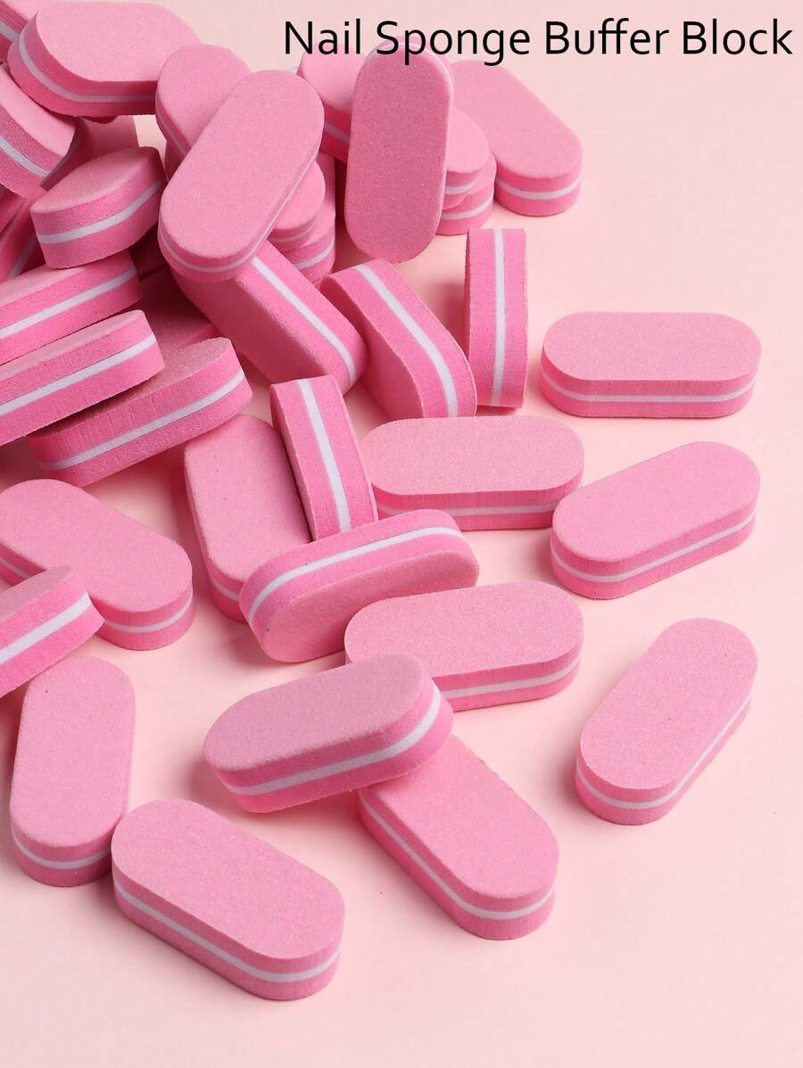 FULL BEAUTY 20 件装粉色迷你指甲海绵锉缓冲块抛光打磨锉凝胶抛光修脚美甲护理工具配件 - 彩色 - 查看 1