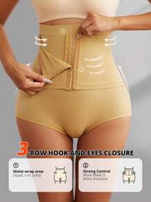 Women Seamless High Waist Waist Cincher Panty Briefs Strong Compression Faja Shaperwear Tummy Control Body Shaper Belly Shaping Butt Lifting Underwear - Apricot - View 5