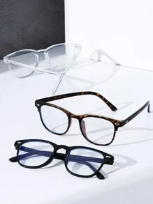 Set de 3 gafas transparentes con montura para mujeres para lectura, uso diario, escuela, accesorios de ropa, accesorios de playa, para verano, playa, vacaciones, exteriores, viajes