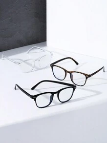 Set de 3 gafas transparentes con montura para mujeres para lectura, uso diario, escuela, accesorios de ropa, accesorios de playa, para verano, playa, vacaciones, exteriores, viajes