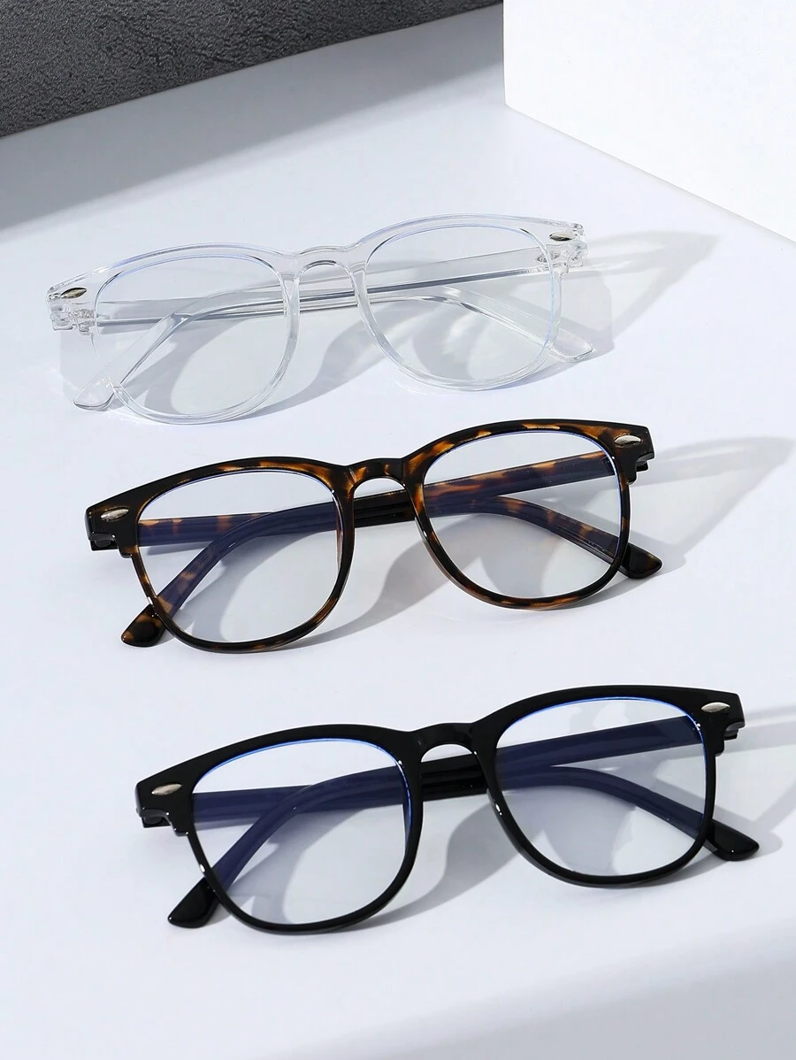 Set de 3 gafas transparentes con montura para mujeres para lectura, uso diario, escuela, accesorios de ropa, accesorios de playa, para verano, playa, vacaciones, exteriores, viajes