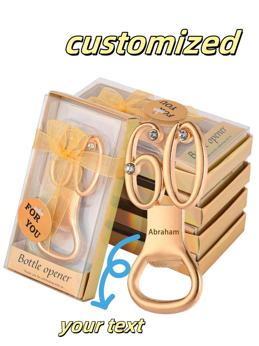 4 件套生日周年纪念开瓶器套装，适合婚礼、生日、退休场合 - 彩色 - 查看 1