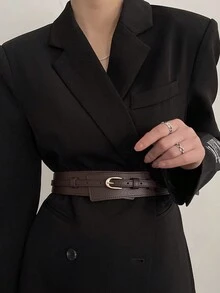 1 件复古宫廷风格女式宽束腰带，女士双用金属扣腰带，适用于外套连衣裙配饰万圣节 - A - 查看 3