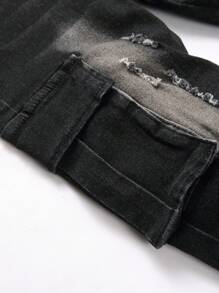 Tween Boys Distressed Casual Denim Jeans - Black - View 3