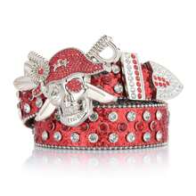 Y2K 女士水晶装饰皮带，宽水钻金属扣朋克朋克装饰百搭 - 3.8海盜款 - 查看 17