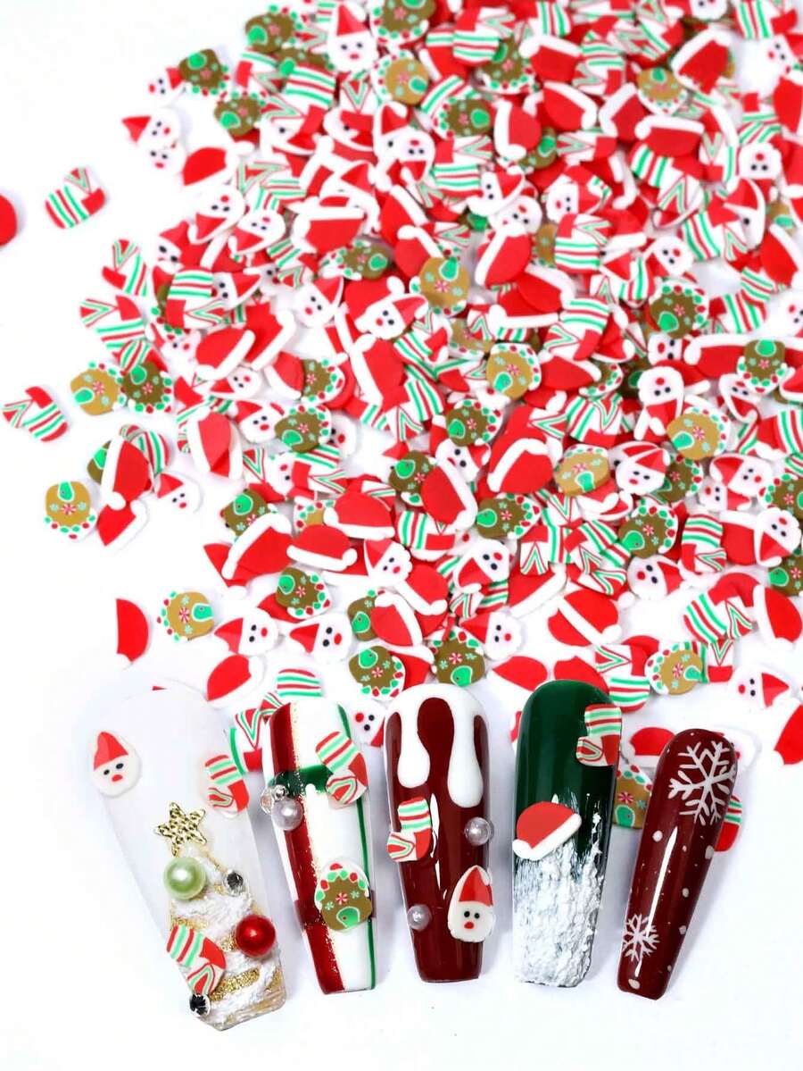 10g/Bag Merry Christmas Polymer Clay Slices Slime Epoxy Resin Mold