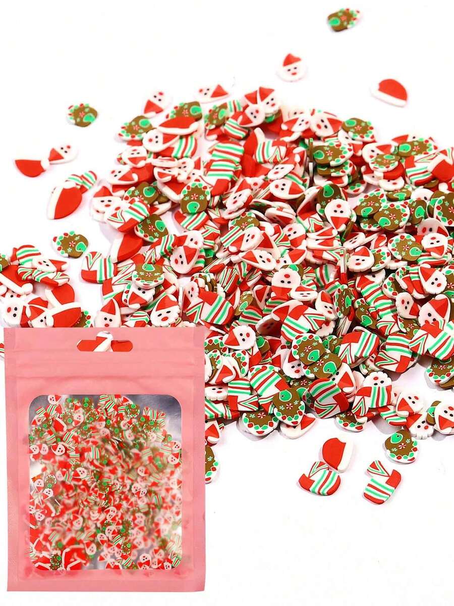 10g/Bag Merry Christmas Polymer Clay Slices Slime Epoxy Resin Mold