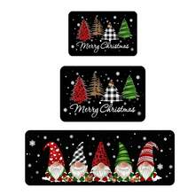 1/3 件圣诞厨房地毯、圣诞树和小矮人设计黑色厨房垫、适合节日派对的低调地垫、圣诞快乐厨房家居装饰 - 黑色 - 查看 12