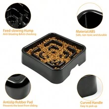 1 件个性化慢食狗碗，适合快食者，适用于小型、中型犬，狗狗拼图迷宫有助于减慢进食速度，小狗食碗，防止膨胀，防滑狗狗慢食碗 - 黑色 - 查看 5