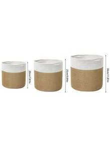 1 pieza Cesta tejida de gran capacidad, soporte para maceta de flores, organizador de almacenamiento para plantas, juguetes, ropa, cosméticos