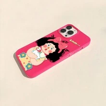 Thiết kế cô gái tàn nhang vịt con nghệ thuật sáng tạo thời trang hợp thời trang sang trọng, phù hợp với những cô gái thanh lịch và xinh đẹp, ốp lưng điện thoại silicon tương thích với dòng iPhone 15/15Pro/15ProMax/14/13/12/11/XsMAX, ốp bảo vệ điện thoại - Cô gái màu đỏ hồng với tàn nhang vịt - Xem 4
