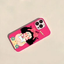 Thiết kế cô gái tàn nhang vịt con nghệ thuật sáng tạo thời trang hợp thời trang sang trọng, phù hợp với những cô gái thanh lịch và xinh đẹp, ốp lưng điện thoại silicon tương thích với dòng iPhone 15/15Pro/15ProMax/14/13/12/11/XsMAX, ốp bảo vệ điện thoại - Cô gái màu đỏ hồng với tàn nhang vịt - Xem 3