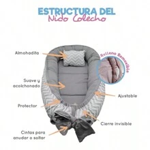 Nido colecho con almohadita Changuitos - Gris Claro - Ver 3