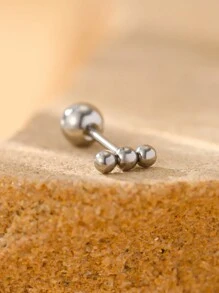 1pc Stainless Steel Three Balls Design Handmade Welding Process Ear Studs For Women's Daily Wear - Yellow Gold - View 7