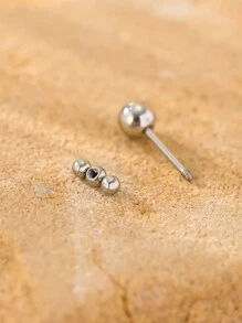 1pc Stainless Steel Three Balls Design Handmade Welding Process Ear Studs For Women's Daily Wear - Yellow Gold - View 8