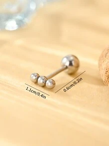 1pc Stainless Steel Three Balls Design Handmade Welding Process Ear Studs For Women's Daily Wear - Yellow Gold - View 11