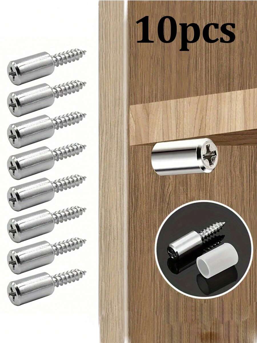 10 件固定橱柜搁板钉、隔断钉，用于橱柜书架衣柜书架和家具中的搁板，安装方便，附带防滑套件 - 彩色 - 查看 1