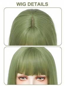 Tóc giả dài 40 inch thẳng có mái 1 mét Tóc giả tổng hợp thẳng màu xanh lá cây Tóc giả tổng hợp thẳng màu nâu nhạt Tóc giả màu trắng Tóc giả thẳng màu trắng cho phụ nữ, Tóc giả công chúa nhiều màu cho một phần Tóc giả cosplay Tóc giả Halloween - Nhiều màu - Xem 5