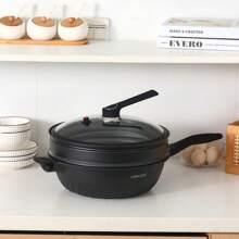 Avocado Green Frying Pan, Cooking Pot 5 Pieces Set, Dark Colored Cookware Set Seafood Boil - Avocado Green - View 12