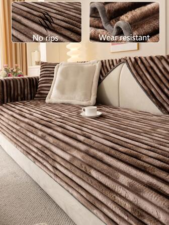 1 件厚毛绒沙发套套装，防滑沙发套，简约现代，防尘可洗，宠物友好，适用于卧室、办公室、客厅、L 型沙发和 1-2-3-4 座位，秋冬季