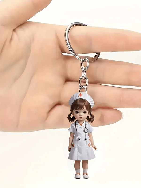 1 Pc Acrylic 2D Keychain With Cute Nurse Shaped Design, Waterproof, Scratch Resistant, Burr Free, Clean Trimming School Car Accessories Goth Y2k Bag Accessories Lanyards With Id Holder Car Accessories Bag Charms
