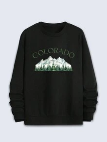 3 piezas Sudadera de hombre con estampado de retrato y eslogan