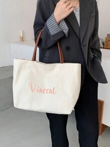 定制文字学生大容量手提包单肩购物袋简约手提包苏风女士单肩手提包简约休闲手提包女士周年纪念礼物，生日礼物，母亲节礼物，父亲节礼物，朋友礼物，送给妈妈/爸爸的礼物，送给她/他的礼物，送给女朋友/男朋友的礼物 - 彩色 - 查看 10