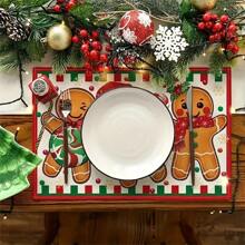 1 cái/4 cái/8 cái Miếng lót đĩa hình cây kẹo gừng Giáng sinh 12 X 18 inch, Miếng lót đĩa theo mùa cho bữa tiệc trang trí bữa ăn trong bếp, Giáng sinh - Nhiều màu - Xem 2
