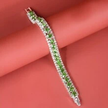 1入時尚鑲嵌水鑽手鍊，女士羅馬風格日常手鍊，獨特婚禮珠寶 - 藍色 - 查看 26