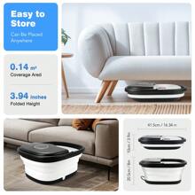 Collapsible Electric Heated Foot Spa With 16 Massage Rollers & Bubbles, Home Use Pedicure Foot Soaker Tub With Remote Control - 黑色 - 查看 8