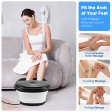Collapsible Electric Heated Foot Spa With 16 Massage Rollers & Bubbles, Home Use Pedicure Foot Soaker Tub With Remote Control - 黑色 - 查看 3